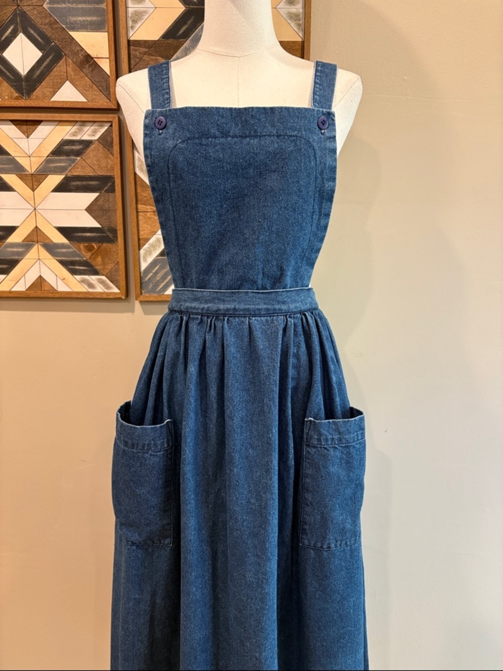 Vintage Bullocks Country Collections Denim Cotton Overall Dress size 8 - Picture 2 of 12
